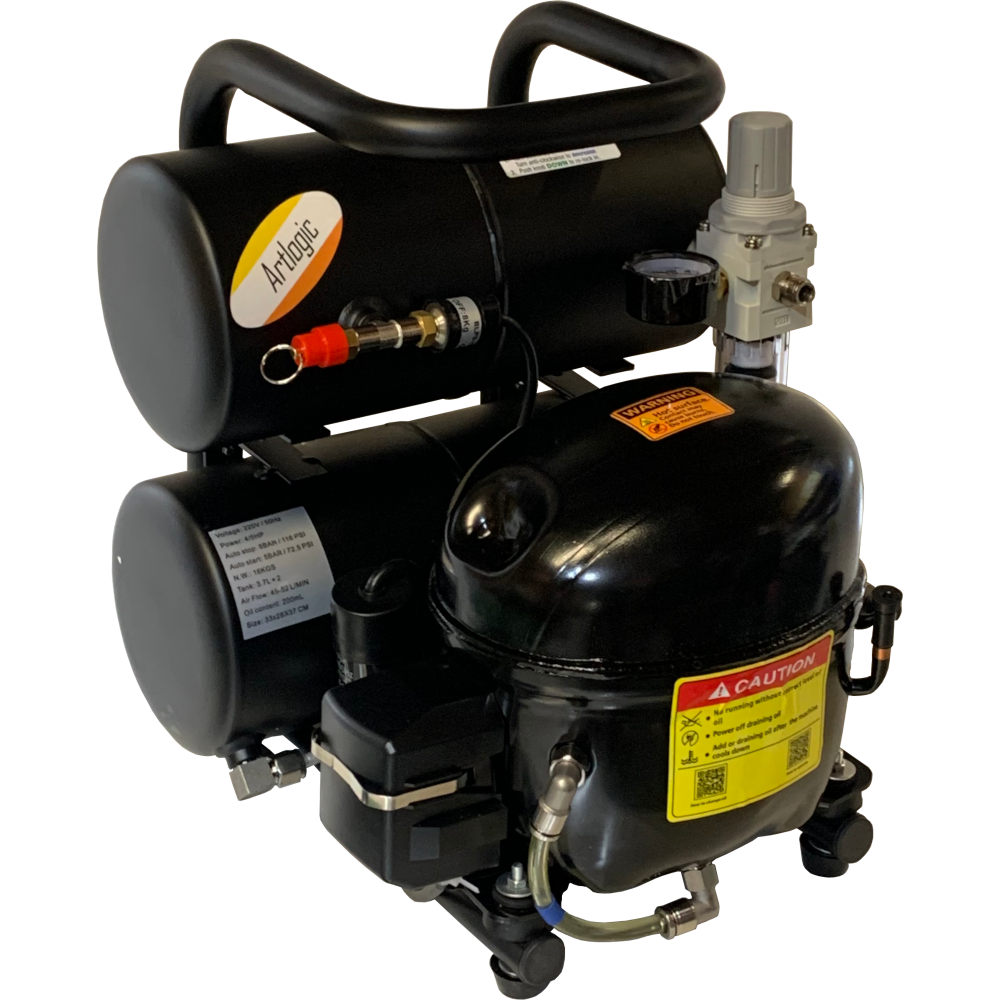 AC1620 Ultra-Quiet Studio Air Compressor - 600W (4/5HP), Twin 3.7L Tanks