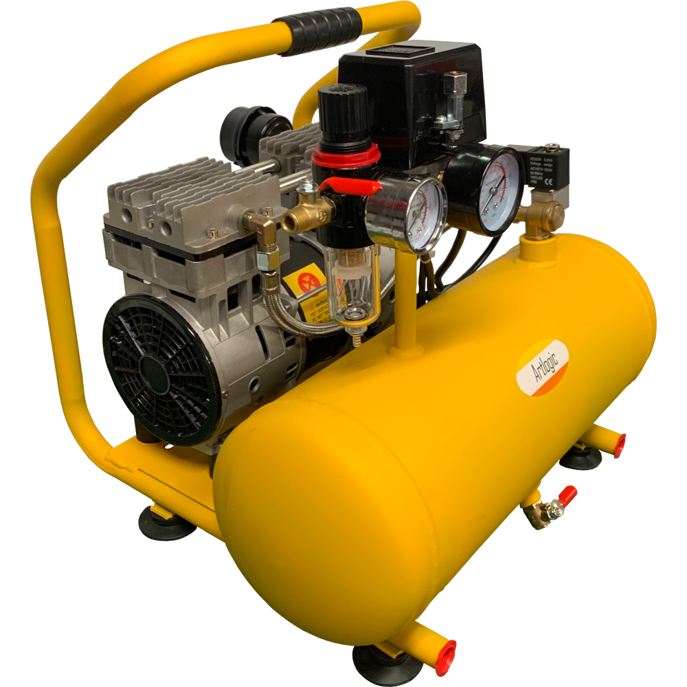 AC1520 Compact Studio 750W (1 HP) Air Compressor Silent Rated Twin Cylinder with 9L Tank